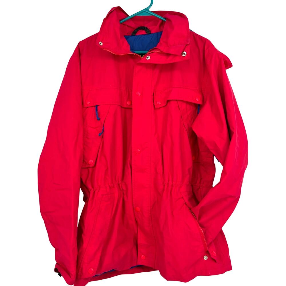 REI Vintage Red Men's Gore-Tex Rain Waterproof Overcoat with Hood Size Medium